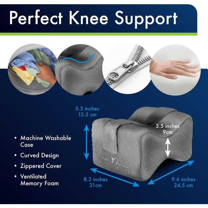 Ортопедична подушка для колін з піною Memory Foam - для тих, хто спить на боці, при болях в попереку та ішіасі. З інструкцією. Білий (сірий)