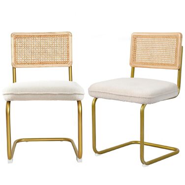 Набір з 2-х м'яких крісел CangLong для вітальні, кухні та їдальні, з масивними дерев'яними ніжками (кремовий)