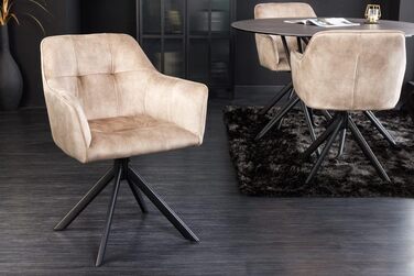 Стілець Riess Ambiente Design LOFT Velvet Swivel Black з підлокітником (Шампань)