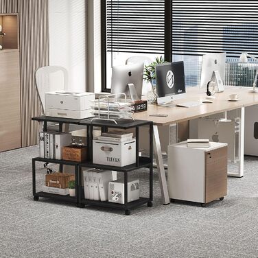 Підставка для принтера CAIYUN з колесами, 3 рівня, чорна, 30x44x65 см