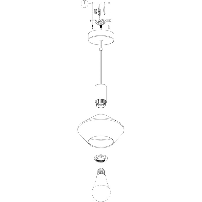 Підвісний світильник EGLO Ponzano, підвісний світильник на 1 полум'я сучасний, підвісний світильник з металу та пропареного скла з нікелю-Nero, чорний-прозорий, лампа для обіднього столу, світильник для вітальні підвісний з цоколем E27 підвісний світильни