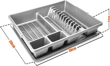 Підставка для посуду BigDean сіра 48x39x9,5 см (ДхШхВ) для мийки - ударостійкий пластик Зроблено в Європі (60 символів)
