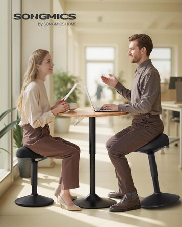 SONGMICS Стілець-табурет для стоячи, регульований по висоті, 48-65.5 см, чорний, OSC018BH01. Активний стул для офісу та дому.