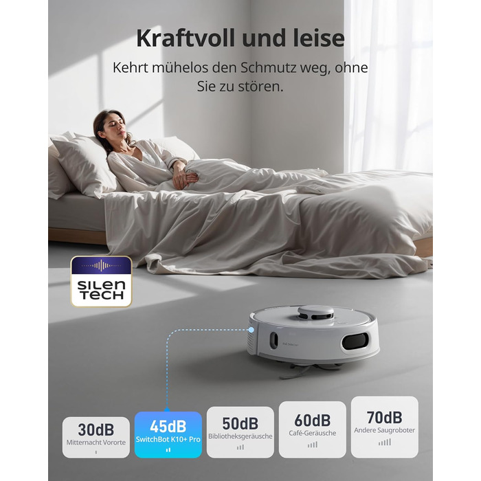 SwitchBot K10+ Pro Робот-пилосос з док-станцією для самостійного очищення, LiDAR-навігація, тиха робота 45dB, сумісний з Alexa