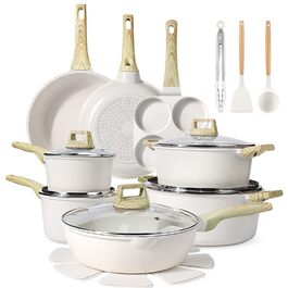 Набір посуду GipP 22 шт. з керамічним покриттям, антипригарний, для миття в посудомийній машині, без PFAS, білий
