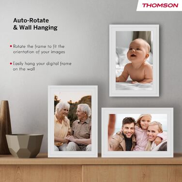 Фоторама Thomson Fotorahmen 10 дюймів: IPS FHD, сенсорний екран, 32 ГБ, Wi-Fi, для iOS/Android (біла)
