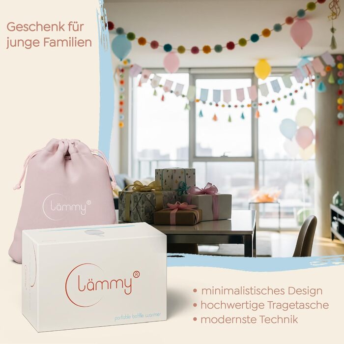Підігрівач для пляшечок Lämmy – акумуляторний, портативний, точний, не протікає, компактний – для всіх пляшечок, USB