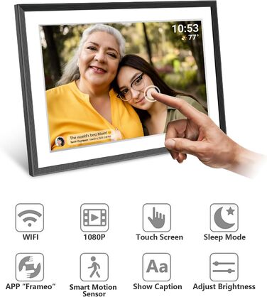 Цифровий фоторамка Cytem 10.1 дюйма | Wi-Fi, FrameO, 32GB, сенсор руху, автоповорот, IPS 16:10, сенсорний екран, чорно-білий