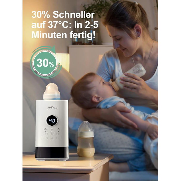 Підігрівач для пляшечок KOSTTE - універсальний, для грудного молока та суміші (білий)