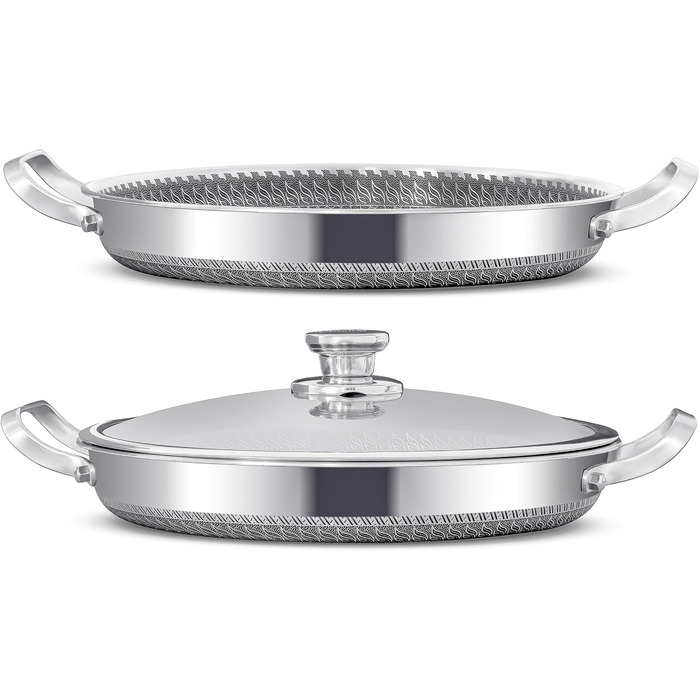 INTIGNIS® Сковорода з кришкою – 30 см (12 дюймів) – 6 л – з антипригарним покриттям | Стійка до подряпин | Глибока | Без хімікатів | Сковорода з нержавіючої сталі