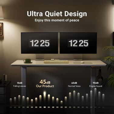 Регульований стіл Claiks з склоповерхнею 120x60 см, електричний, для дому та офісу, комп'ютерний, сучасний, білий