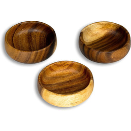 Набір з 3 тарілок для закусок levandeo, дерев'яна акація, кругла миска розміром 10x3 см, ваза для фруктів, декоративна миска, декор столу, дерево акації, дерев'яний декор для зберігання