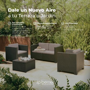 Садовий набір меблів WellHome Black Graphit для вулиці - сучасний комплект