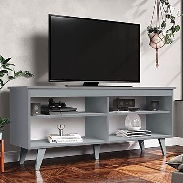 Тумба під TV Madesa, телевізійна тумба для телевізора до 55 дюймів, для вітальні та спальні, 136 x 38 x 58 см, з дерева (136 x 58 x 38 см, сіра)