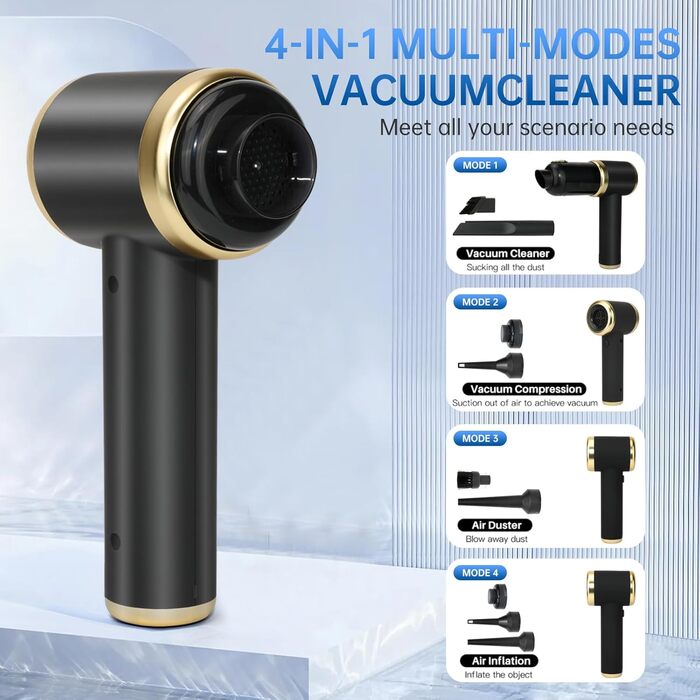 Бездротовий ручний пилосос MKKM для авто та дому, потужність 10000Па, акумулятор 4000mAh, циклонний фільтр для вологого та сухого прибирання, для шерсті тварин