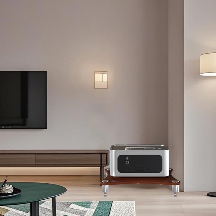 Стойка для аудіо HiFi Regal, 4-рівнева, медіа-стійка для AV, ТВ стійка, медіацентр, підставка для платівок, для підсилювача (1-рівень, темне дерево)