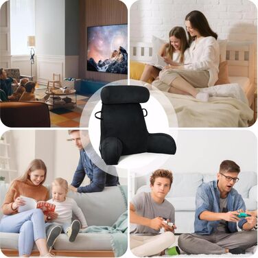 М'яке крісло-мішок для читання з велюру, для дорослих, з підтримкою спини та підлокітниками, з кишенею та знімним чохлом (Кофе, Чорний)