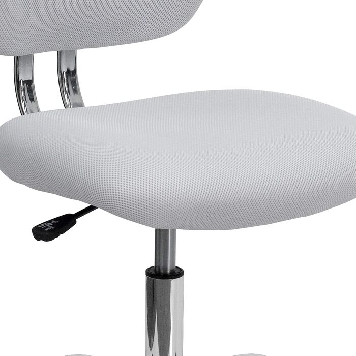 Офісне крісло Flash Furniture H-2376-F-WHT-GG, середня спинка, біла сітка, хромована основа, без підлокітників