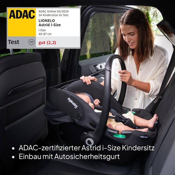 Коляска Lionelo Amber 3-в-1: люлька, автокрісло i-Size, прогулянкове сидіння, повітряні колеса, поворотне сидіння, XXL капюшон UPF 50+, сумка, москітна сітка, дощовик, чорно-срібна