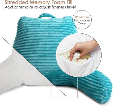 Lesekissen Clara Clark для дорослих: спинка для читання в ліжку, м'яке крісло-подушка з підлокітниками та кишенями, сріблястого кольору