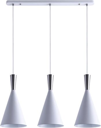 Підвісна лампа Кухонна лампа Підвісна підвісна лампа Їдальня Настільна лампа 1,5 м Текстильний кабель Коротке 18,5 см E27, Колір Тип лампи (Білий/Алюміній, 3-світловий)