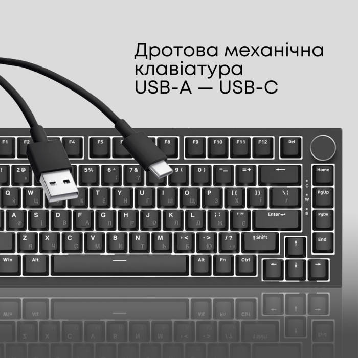 Дротова механічна клавіатура Ajazz AK820 Red Switch Black (AK820-R-B)