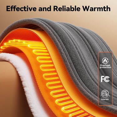 Електрична ковдра з автовимкненням та 9 зон нагріву 200x180 см, таймер 1-9 год з функцією пам'яті, швидкий нагрів та рівномірний розподіл тепла, двостороння фланель та штучне хутро