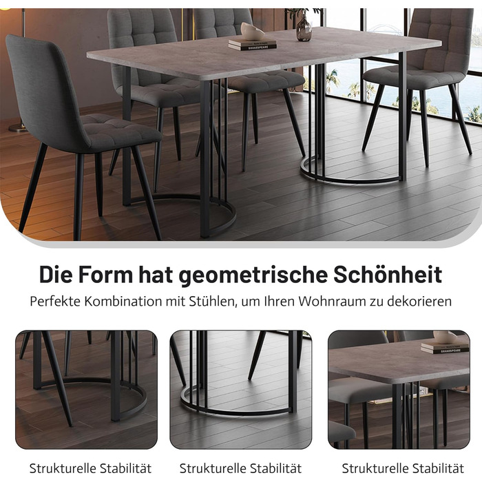 Обідній стіл Merax 140x80 см з імітацією мармуру, для 4-6 осіб, металевий каркас, регульовані ніжки, білий/чорний, підходить для ресторану, вітальні, кухні