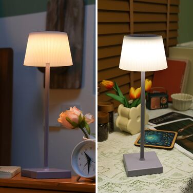 LED лампа Aigostar на акумуляторі, торшери бездротові, торшер з сенсорним керуванням, регулювання яскравості, 3 колірні температури, нічник IP54 вологостійкий для дому та саду, спальня, вітальня, ресторан, сад - (фіолетовий)