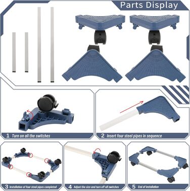 Підставка для ПК Liitrton Mobiler - регульована, з колесами, біла/блакитна