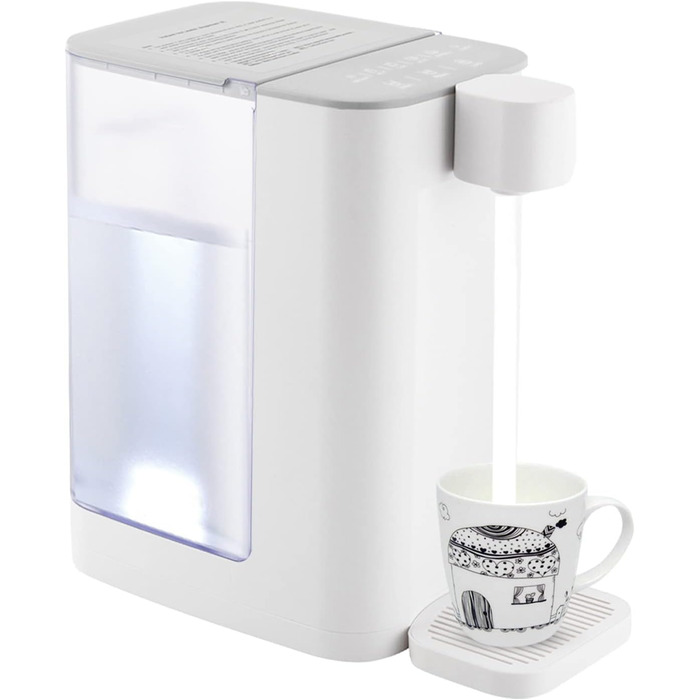 Електричний нагрівач води 3L з миттєвим нагрівом, білий. 5 температурних режимів, 2 рівня води, тиха робота (45dB), дитячий замок