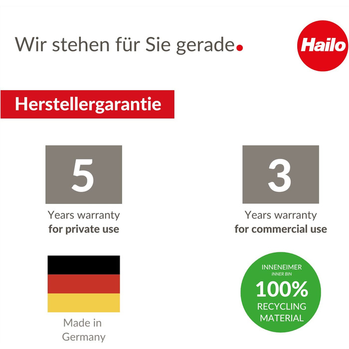 Конструкція Hailo EcoLine L вбудована система поділу сміття / 2 x 14 л / 28 л / подвійна система поділу сміття з висувними напрямними / знімна кришка з полицями / листова сталь / виконана в чорному кольорі