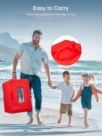 Mini холодильник FOHERE 15L з функцією охолодження та обігріву, для дому, офісу та авто, червоний
