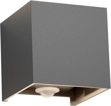 Klighten Вологостійкий вуличний світильник з датчиком руху 12W, IP65, 3000K, тепле біле світло, для внутрішнього та зовнішнього використання, регульований світловий потік, колір - темно-сірий