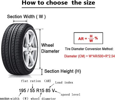 Набір чохлів для шин Geloo, 4 шт. Водонепроникні, пилонепроникні чохли для зберігання шин, 80 см, червоний та чорний, 18-22 дюйми
