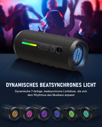 Портативна Bluetooth колонка OHAYO 24W з RGB підсвічуванням, басами, IPX7, 30 годин роботи, мікрофоном, для відпочинку на природі (чорна)