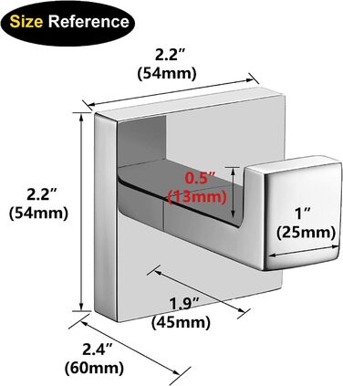 Гачки для рушників Nolima з нержавіючої сталі для ванної кімнати, стійкі до корозії, настінні, квадратні, для туалету і кухні, міцні, 2 шт. (полірований хром)