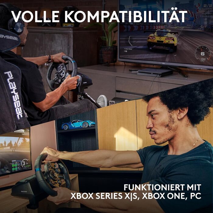 Logitech G923 Рульове колесо з педалями для Xbox, Xbox One та PC, TRUEFORCE, 1000Hz, Подвійне зчеплення