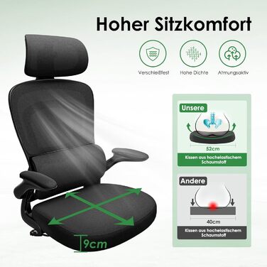 Ергономічне крісло Farini для офісу та дому: регульоване, з підголівником, сіро-біле (1680-grauweiß)