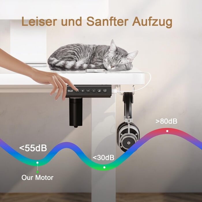 Регульований стіл Homall 140x60 см з USB-роз'ємом, комп'ютерний стіл для дому та офісу, ергономічний, білий