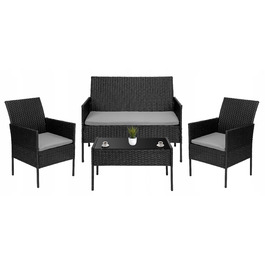 Комплект садових меблів з техноротанга eHokery Magnolia, чорний, 4 предмети