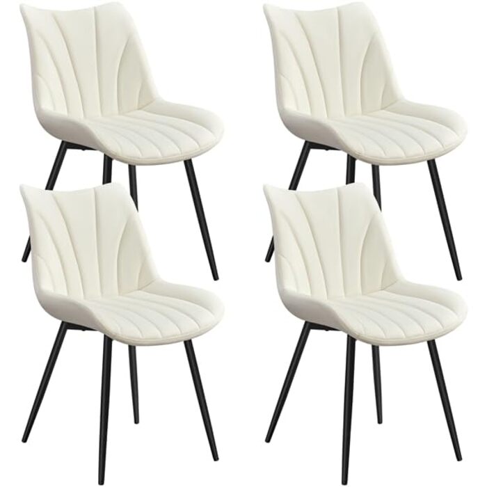 Набір з 4-х обідніх стільців Yaheetech, м'яке крісло з оксамитовою подушкою та металевими ніжками, для кухні, вітальні, обідньої кімнати, до 150 кг