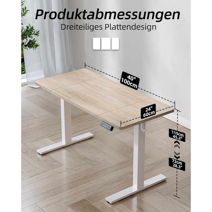 Електричний регульований стіл BEXEVUE 120x60 см, білий. Стіл для роботи з пам'яттю, комп'ютерний. Матеріал: акорн