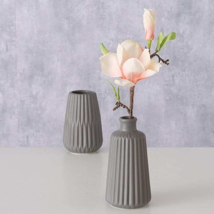 Набір ваз Wackadoo, порцеляна, сучасний, набір з 2, скандинавський дизайн, 17x8,5 см та 14x8,5 см, сірий