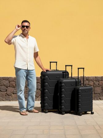 Набір валіз Smartbox Hartschalen 3 шт. | Розширюваний, з TSA-замком, з поліпропілену | Чорний | Для жінок та чоловіків (Edition 01)
