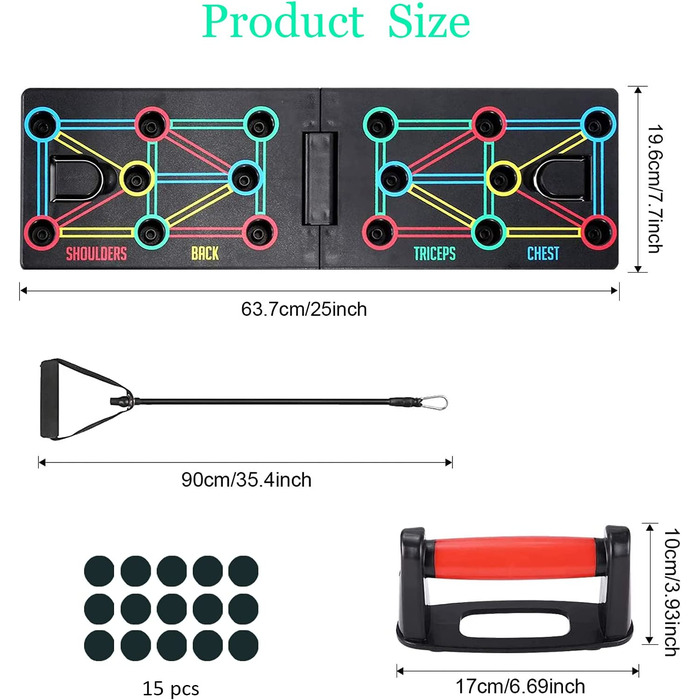 Дошка тренажери, 12-в-1 складаний багатофункціональний портативний віджимання дошка, тренажери з захисними рукавичками і нековзним силіконовим килимком, унісекс спортивне обладнання