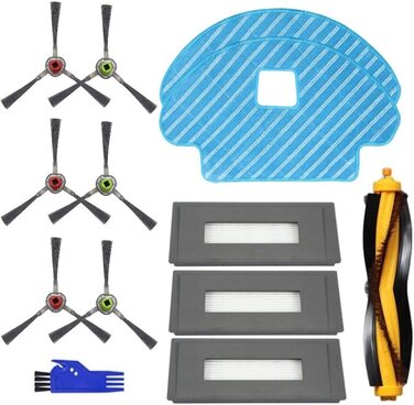 Комплект запасних частин для аксесуарів MTKD бічна щітка, Центральна щітка, HEPA-фільтр, вакуумний губчастий фільтр для Ecovac Deebot OZMO 930-комплект з 16 шт.