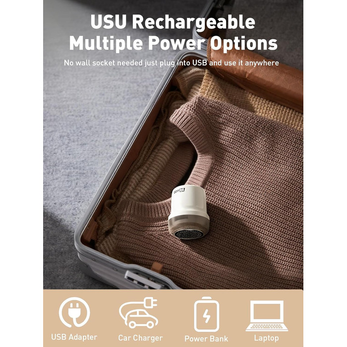 Електричний видальник ворсу для одягу та меблів COPPA з 6 лезами та індикатором заряду