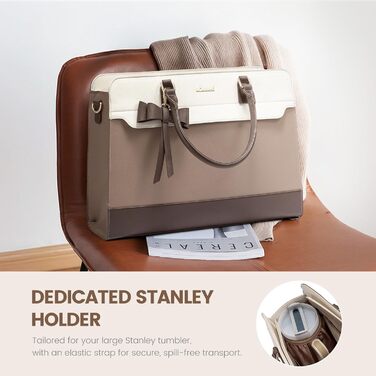 Сумка LOVEVOOK для жінок, 15.6 дюймів, лаптоп-сумка, робоча сумка, елегантна, універсальна, шкіряна, для школи, офісу, ділових поїздок (15.6 дюймів, хакі-беж)