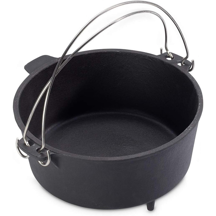 Нідерландський казанок Echtwerk Dutch Oven з чавуну, 4.9 л, готовий до використання, кришка-сковорода, для гриля, чорний, лімітована серія